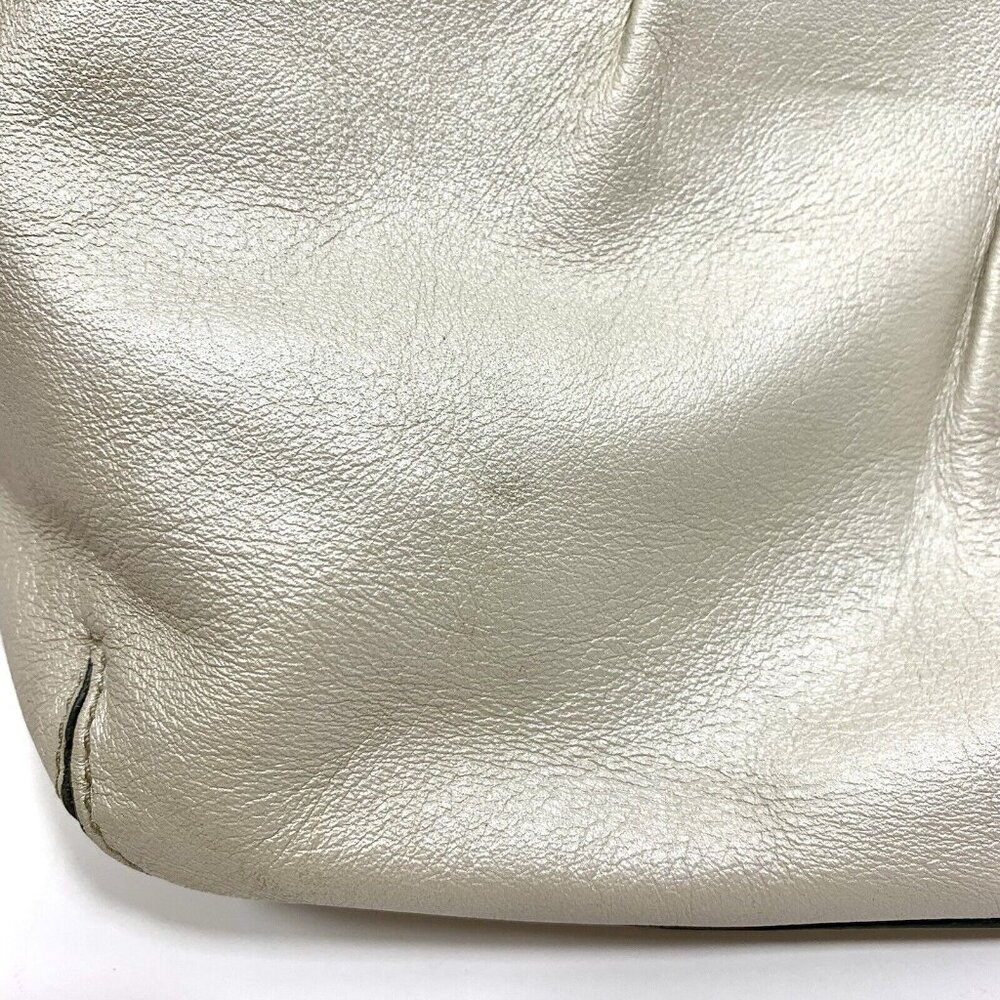 COACH Ashley 2012 Leather SHIMMERY Platinum White Crossbody BUCKLE STRAP F15512 - Picture 5 of 16